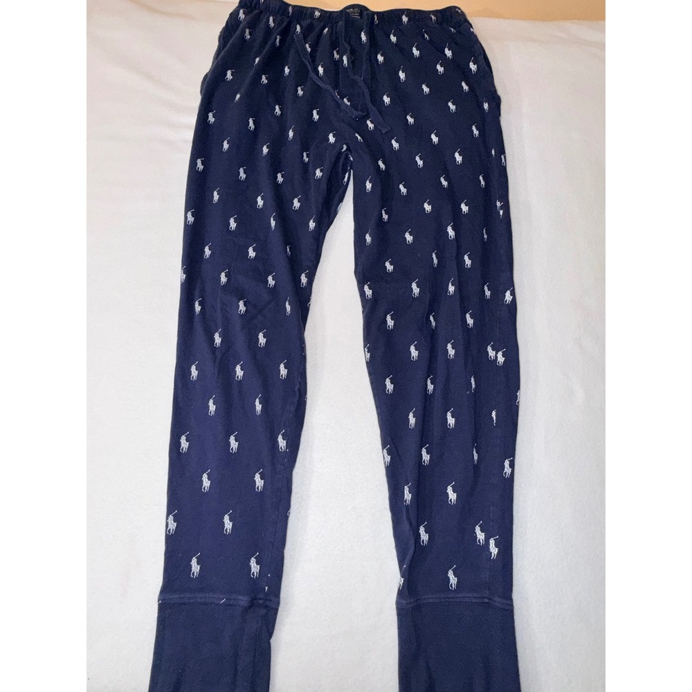 2 Polo Ralph Lauren Pajama Pants Mens Medium Navy Blue & Light Blue Joggers
